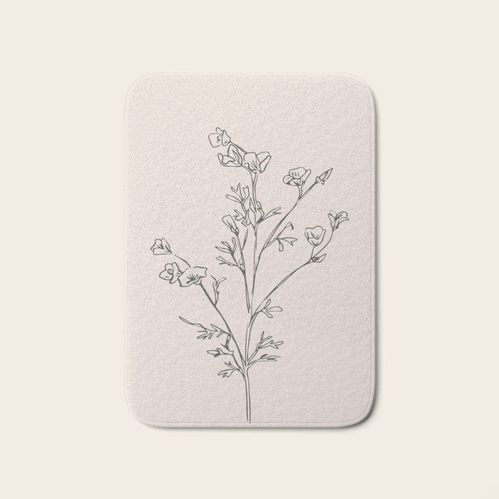 Minimal Line Art Flowers 5 Bath Mat Gallery Image 1