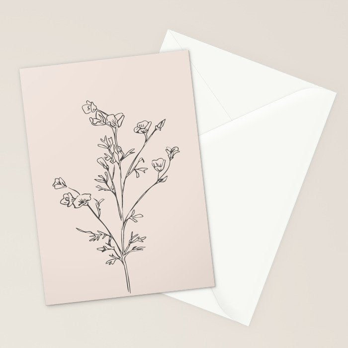 Minimal Line Art Flowers 5 Stationery Card Gallery Image 2