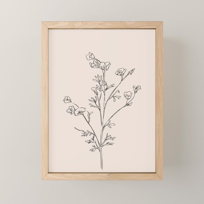Minimal Line Art Flowers 5 Mini Art Print Gallery Image 1