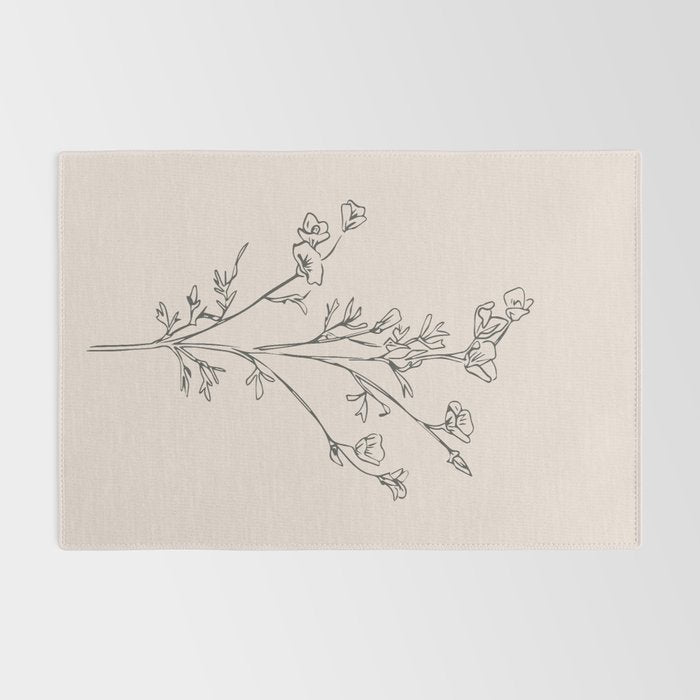 Minimal Line Art Flowers 5 Rug Gallery Image 2