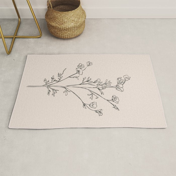 Minimal Line Art Flowers 5 Rug Gallery Image 1