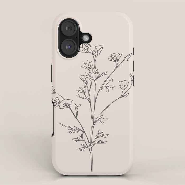 Minimal Line Art Flowers 5 iPhone Case Gallery Image 1