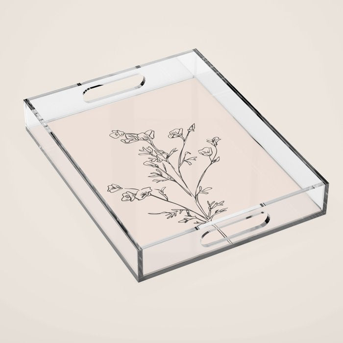 Minimal Line Art Flowers 5 Acrylic Tray Gallery Image 1