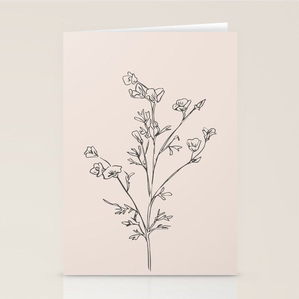 Minimal Line Art Flowers 5 Stationery Card Gallery Image 2