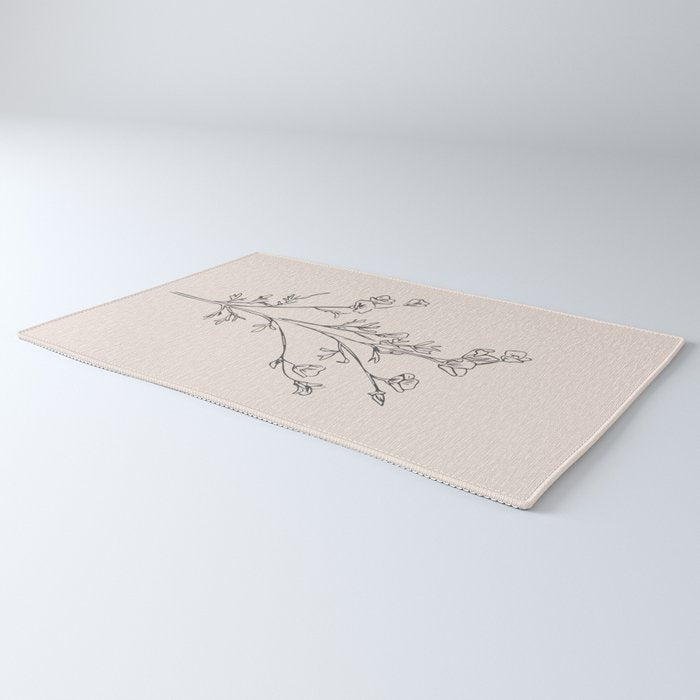 Minimal Line Art Flowers 5 Rug Gallery Image 3