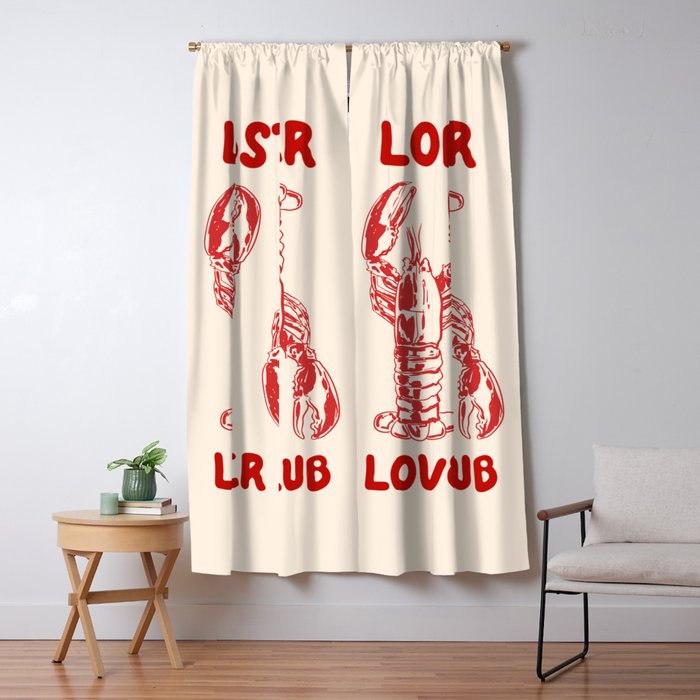 Lobster Lover Club - Seafood Coastal Art Window Curtain Gallery Image 1