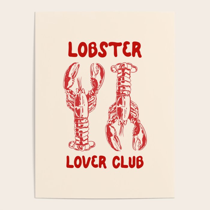 Lobster Lover Club - Seafood Coastal Art Poster Gallery Image 1