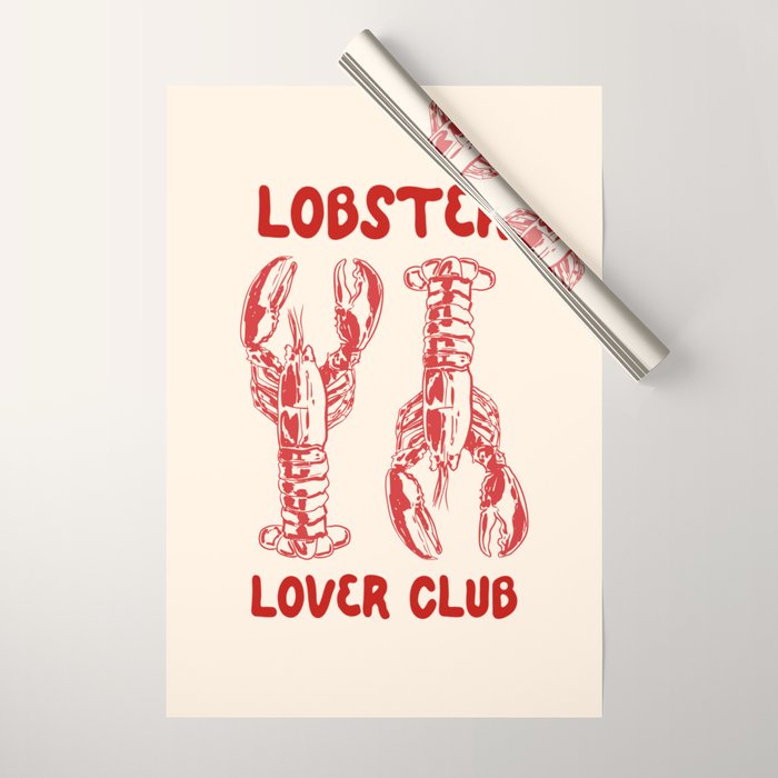 Lobster Lover Club - Seafood Coastal Art Wrapping Paper Gallery Image 1