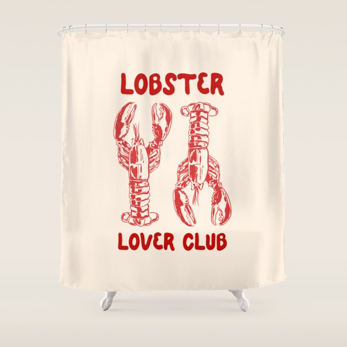 Lobster Lover Club - Seafood Coastal Art Shower Curtain Gallery Image 1