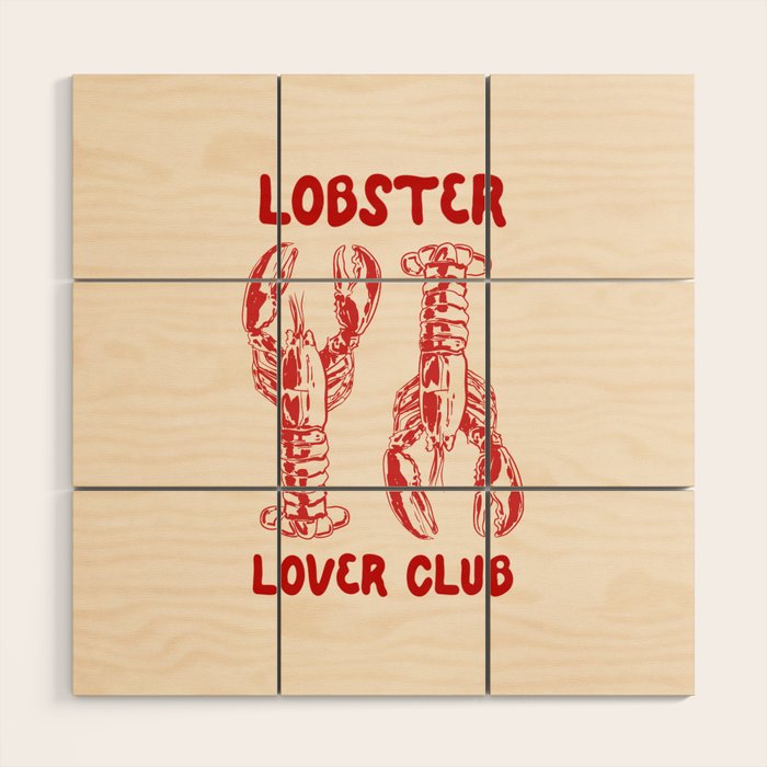 Lobster Lover Club - Seafood Coastal Art Wood Wall Art