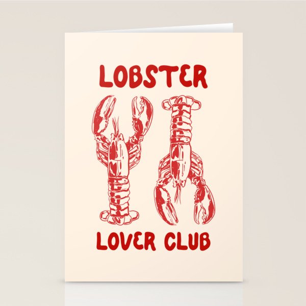 Lobster Lover Club - Seafood Coastal Art Stationery Card Gallery Image 1