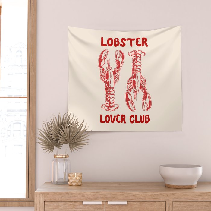 Lobster Lover Club - Seafood Coastal Art Wall Tapestry Gallery Image 2