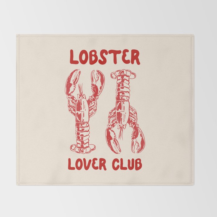 Lobster Lover Club - Seafood Coastal Art Throw Blanket Gallery Image 2