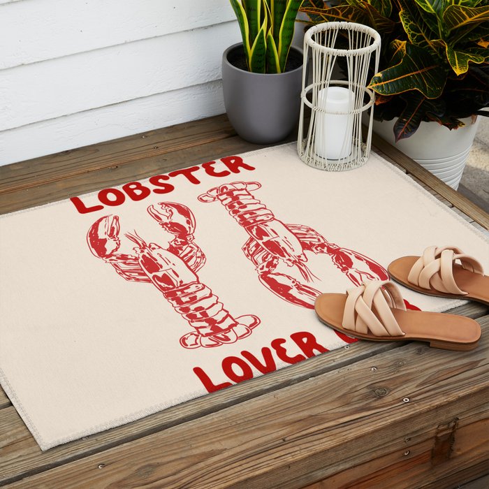 Lobster Lover Club - Seafood Coastal Art Outdoor Rug Gallery Image 2