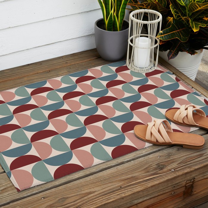 Bauhaus Mid Century Modern Geometric Pattern XV Outdoor Rug Gallery Image 2