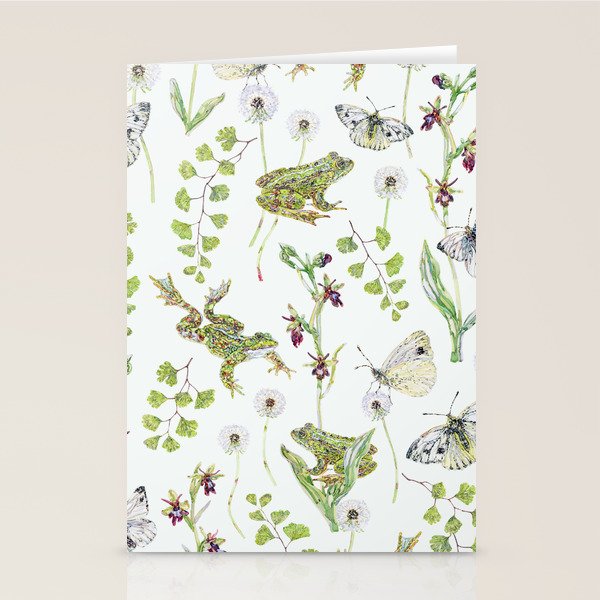 Spring Frogs and Orchids - Light Green Stationery Card Gallery Image 2