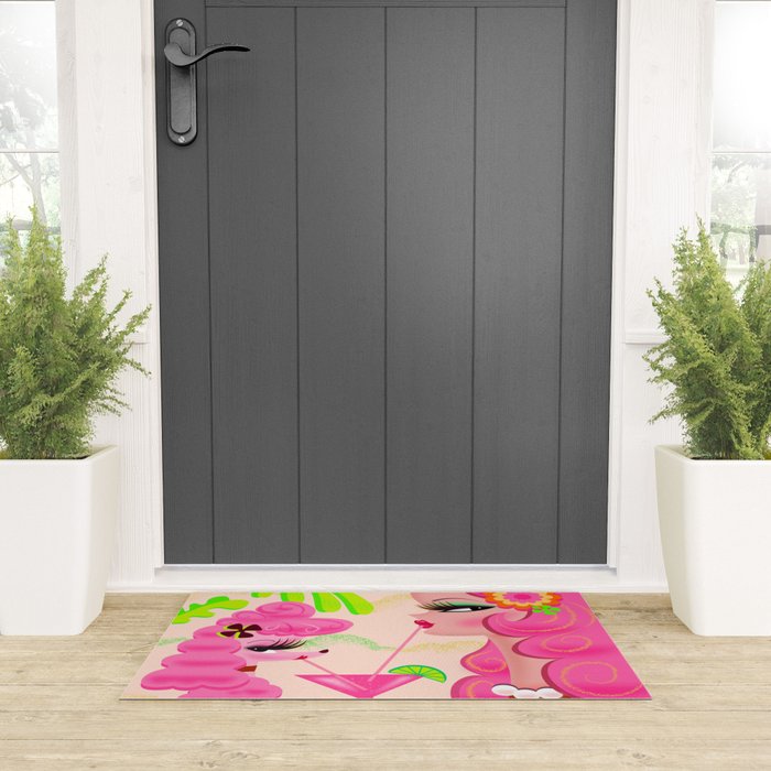 Palm Springs Pink Poodle Martini Girl Welcome Mat Gallery Image 3