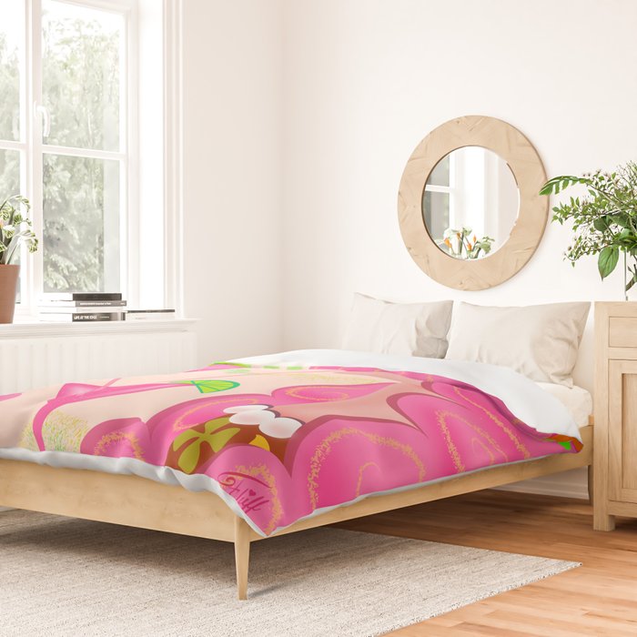 Palm Springs Pink Poodle Martini Girl Duvet Cover Gallery Image 2