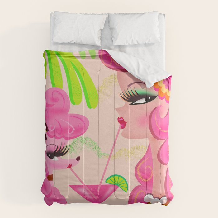 Palm Springs Pink Poodle Martini Girl Comforter Gallery Image 6