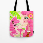 Palm Springs Pink Poodle Martini Girl Tote Bag Gallery Image 1