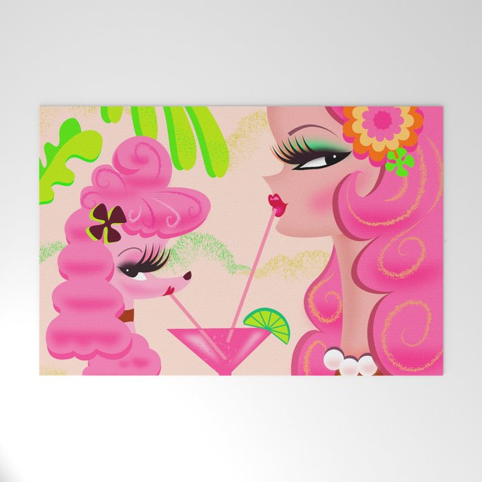 Palm Springs Pink Poodle Martini Girl Welcome Mat Gallery Image 1