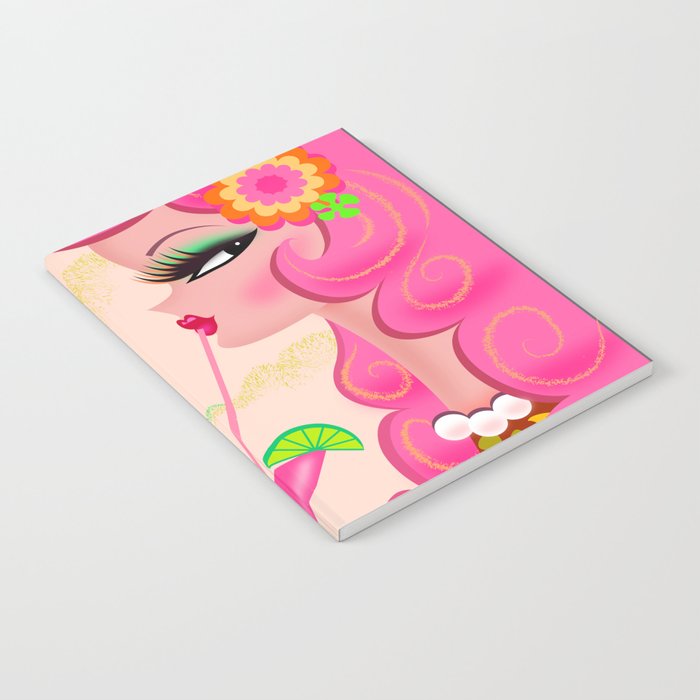 Palm Springs Pink Poodle Martini Girl Notebook Gallery Image 2