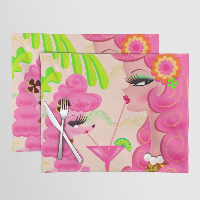 Palm Springs Pink Poodle Martini Girl Placemat Gallery Image 1