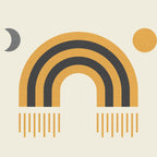 Sun and Moon Rainbow Midcentury style Coffee Mug Gallery Image 2