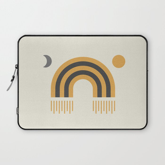 Sun and Moon Rainbow Midcentury style Laptop Sleeve Gallery Image 1