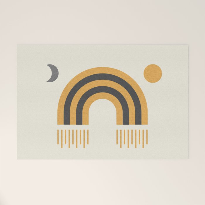 Sun and Moon Rainbow Midcentury style Welcome Mat Gallery Image 1