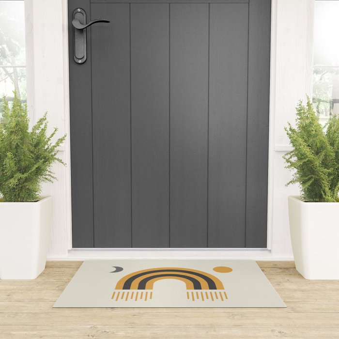 Sun and Moon Rainbow Midcentury style Welcome Mat Gallery Image 3