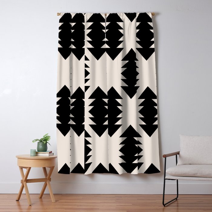 Southwest Criss Cross Pattern in Black and Off White Almond Window Curtain Gallery Image 5