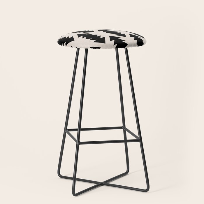 Southwest Criss Cross Pattern in Black and Off White Almond Stool Gallery Image 1