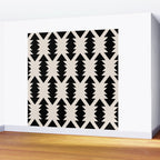 Southwest Criss Cross Pattern in Black and Off White Almond Wall Mural Gallery Image 2