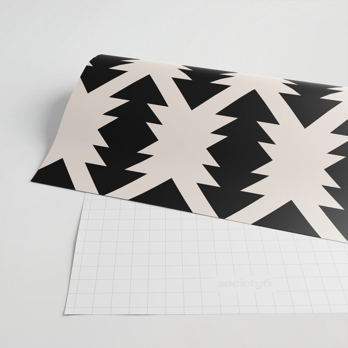 Southwest Criss Cross Pattern in Black and Off White Almond Wrapping Paper Gallery Image 2
