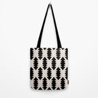 Southwest Criss Cross Pattern in Black and Off White Almond Tote Bag Gallery Image 2