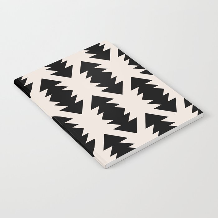 Southwest Criss Cross Pattern in Black and Off White Almond Notebook Gallery Image 2
