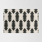 Southwest Criss Cross Pattern in Black and Off White Almond Rug Gallery Image 2