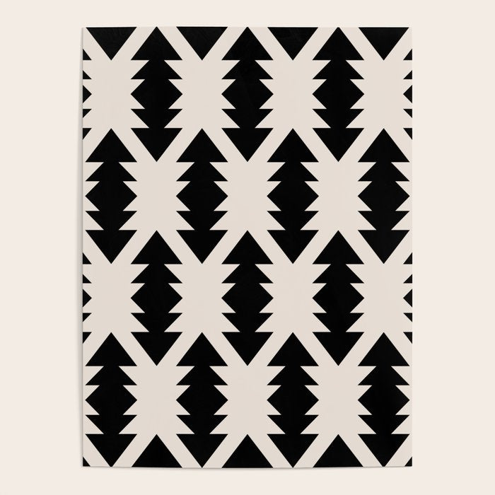 Southwest Criss Cross Pattern in Black and Off White Almond Poster Gallery Image 4