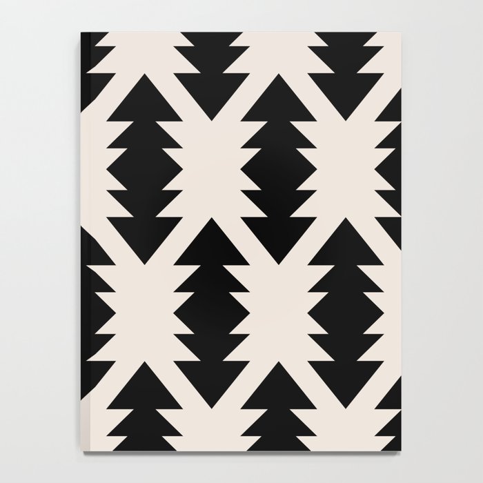 Southwest Criss Cross Pattern in Black and Off White Almond Notebook Gallery Image 4