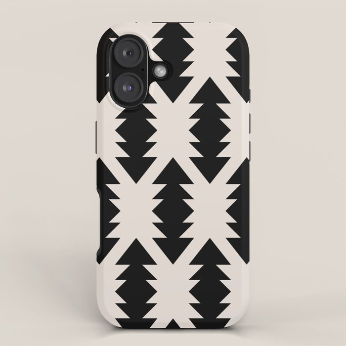 Southwest Criss Cross Pattern in Black and Off White Almond iPhone Case Gallery Image 1