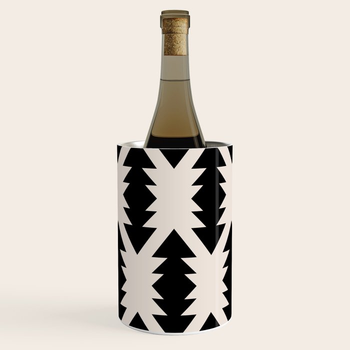 Southwest Criss Cross Pattern in Black and Off White Almond Wine Chiller Gallery Image 1