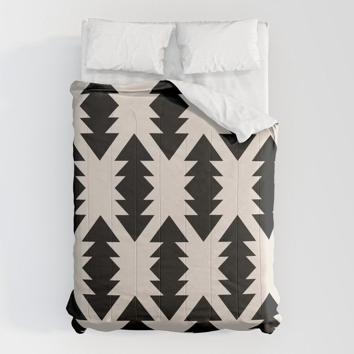 Southwest Criss Cross Pattern in Black and Off White Almond Comforter Gallery Image 6
