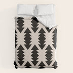 Southwest Criss Cross Pattern in Black and Off White Almond Duvet Cover Gallery Image 6