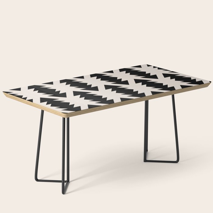 Southwest Criss Cross Pattern in Black and Off White Almond Coffee Table Gallery Image 1