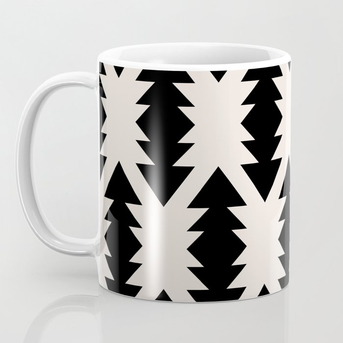 Southwest Criss Cross Pattern in Black and Off White Almond Coffee Mug Gallery Image 3