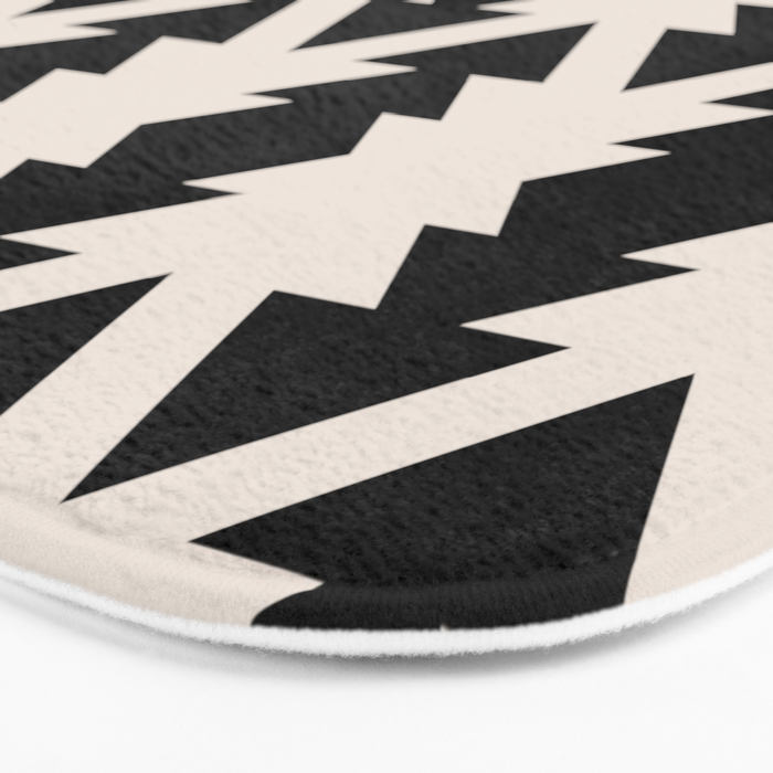 Southwest Criss Cross Pattern in Black and Off White Almond Bath Mat Gallery Image 3