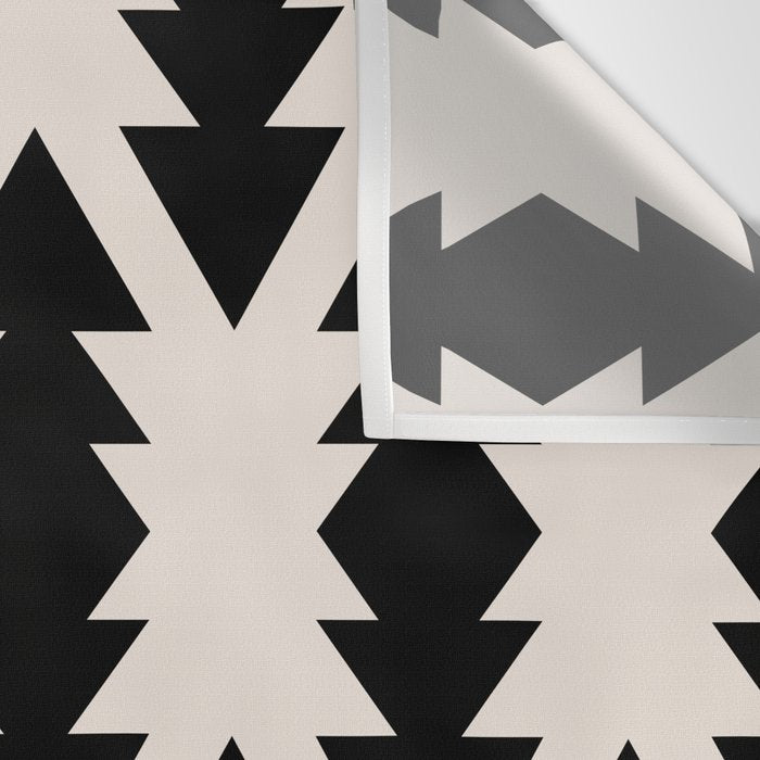 Southwest Criss Cross Pattern in Black and Off White Almond Wall Tapestry Gallery Image 3