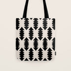 Southwest Criss Cross Pattern in Black and Off White Almond Tote Bag Gallery Image 1