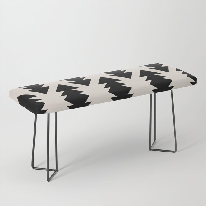 Southwest Criss Cross Pattern in Black and Off White Almond Bench Gallery Image 1